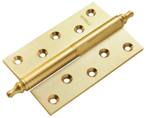 Петля карточная разъемная латунная MB 120X80X3.5 SG L C с короной левая, верзная, вес полотна до 40 кг, цвет матовое золото