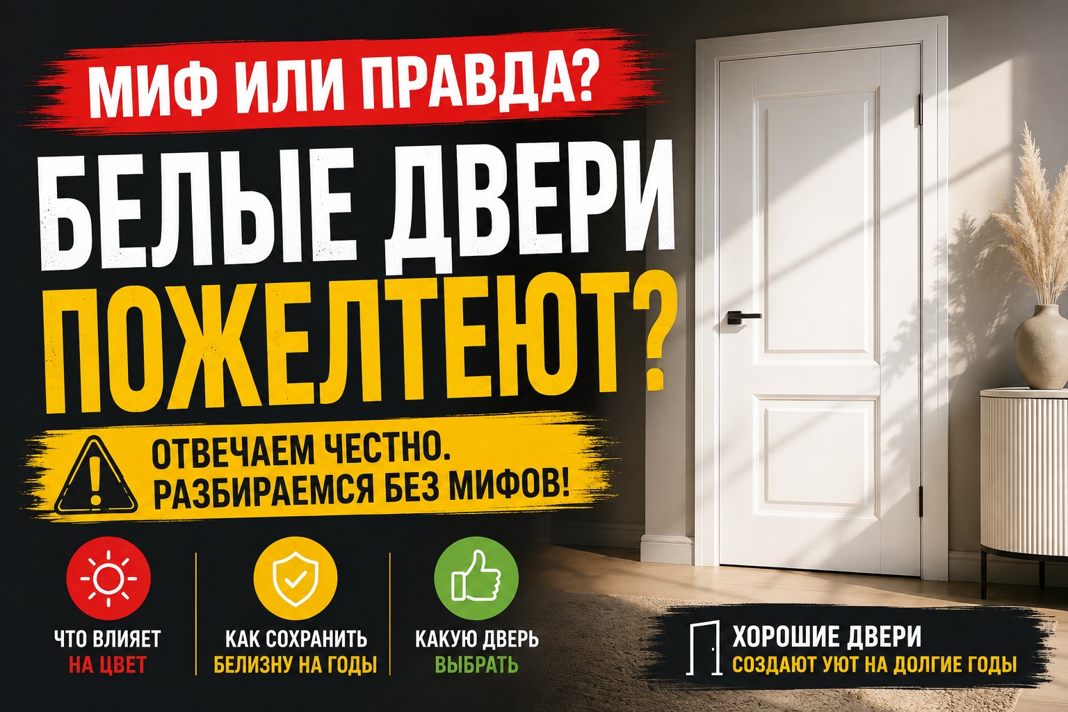 Белая межкомнатная дверь — пожелтеет ли покрытие со временем